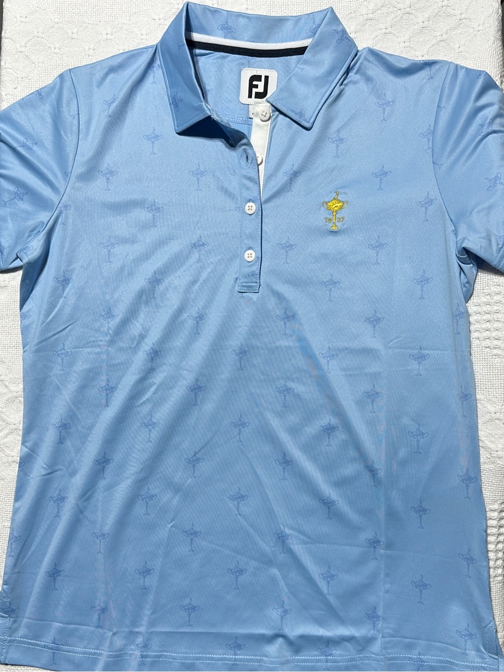 FootJoy Womens M- Sky Blue 1927 Ryder Cup commemorative Polo with Yellow Crest